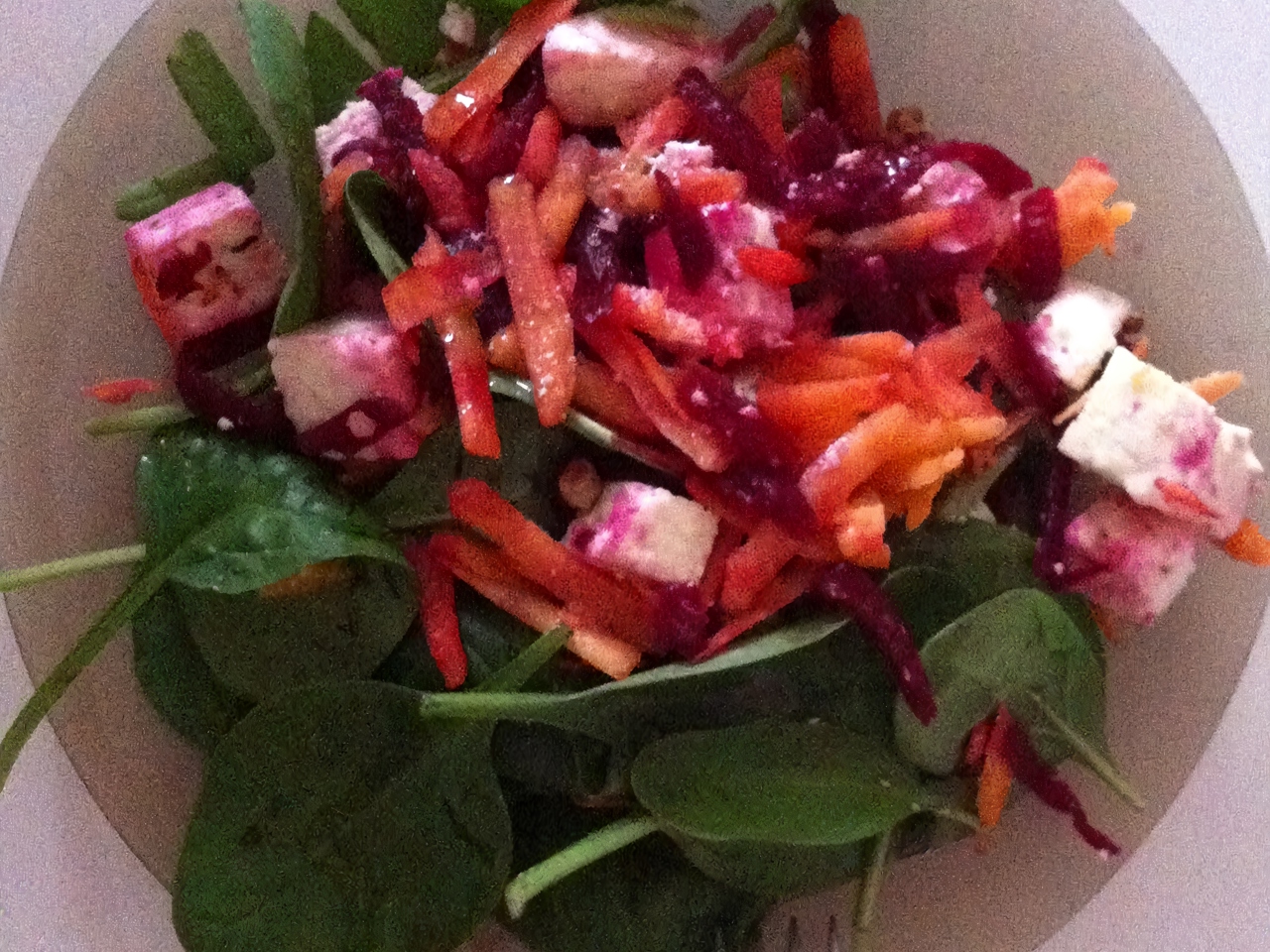 Carrot and Beet Salad with Adyghe Cheese and Walnuts