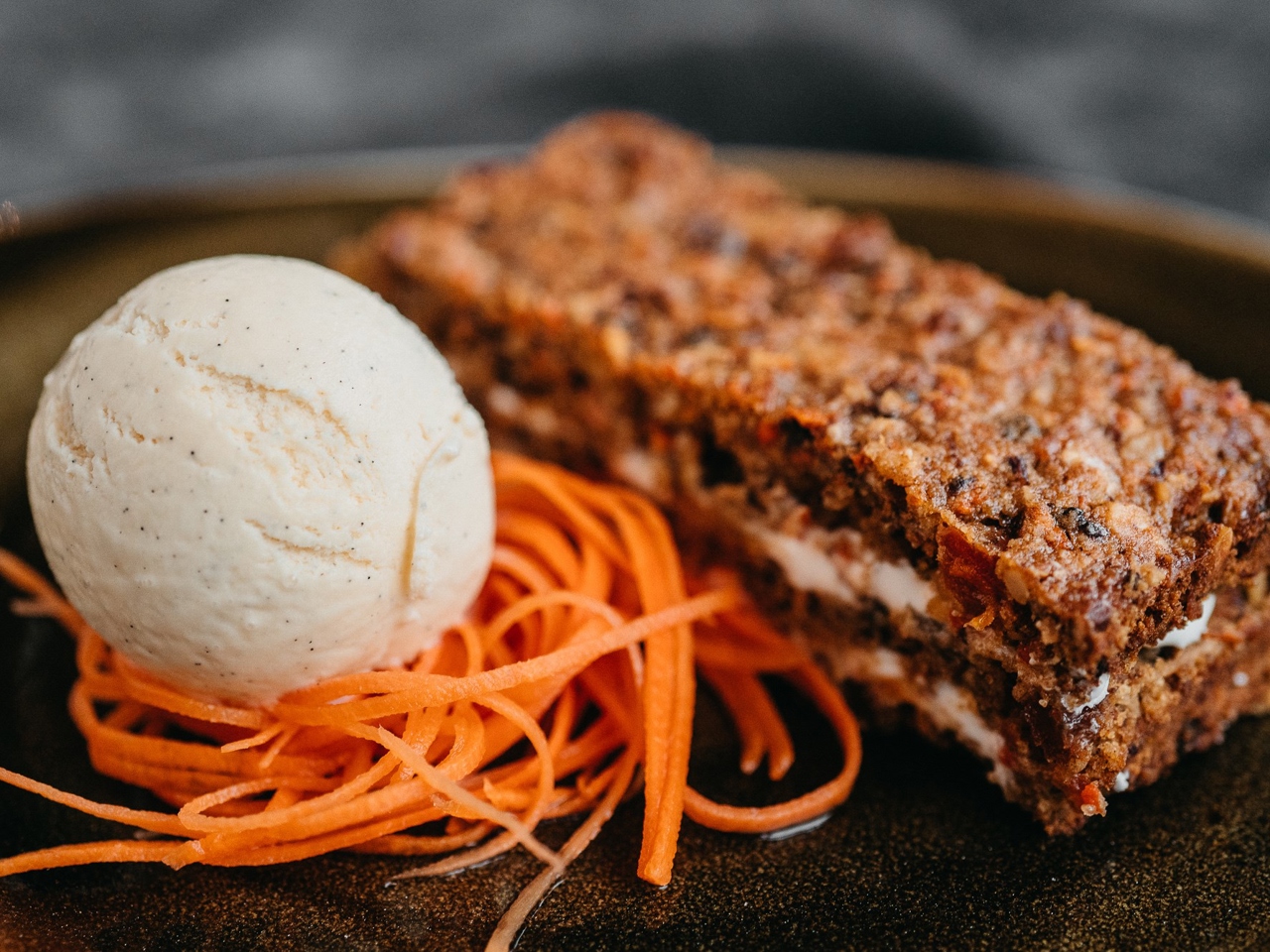 Carrot Cake with Sour Cream and Dried Fruits