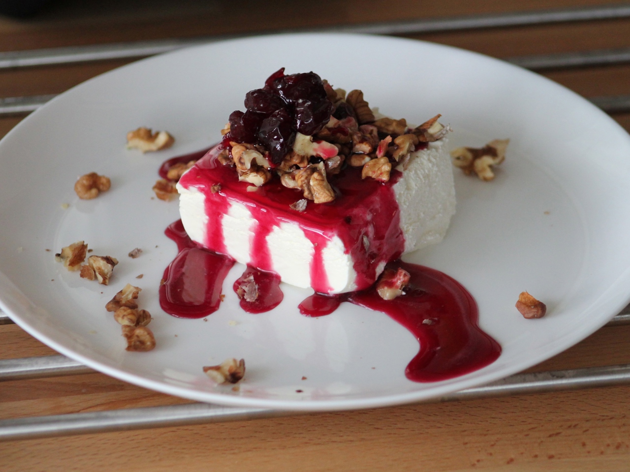 Ice Cream with Nuts and Cherry Jam
