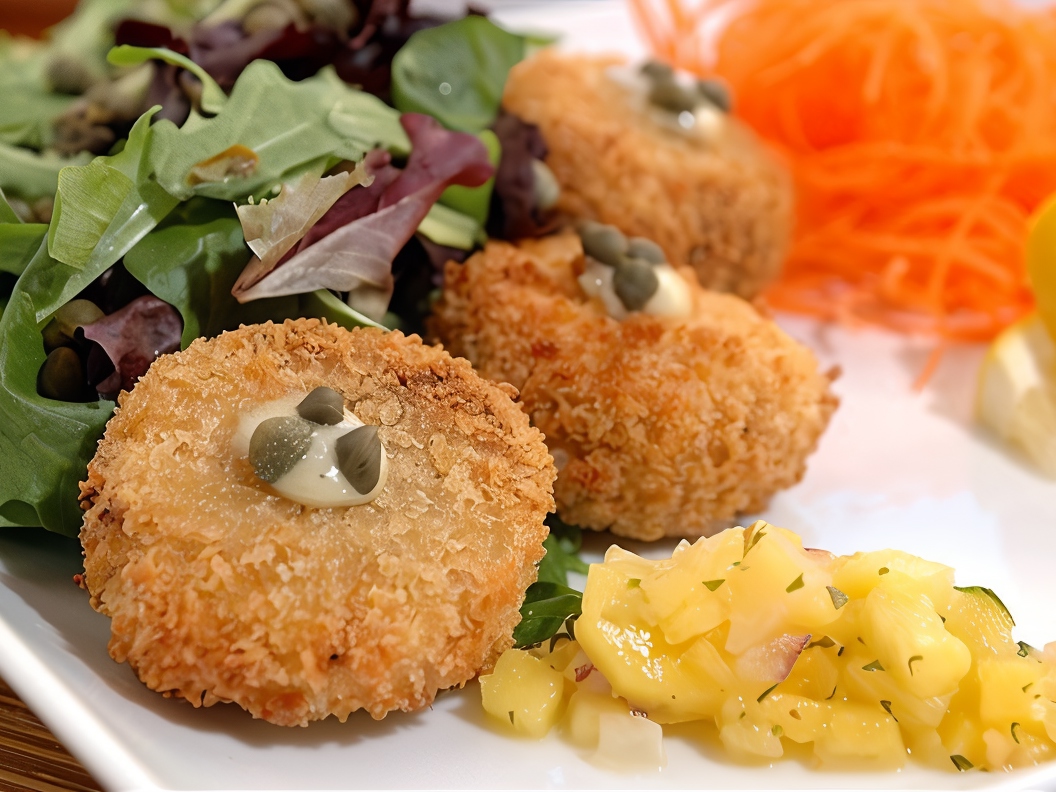 Fried Scallops Breaded in Flour