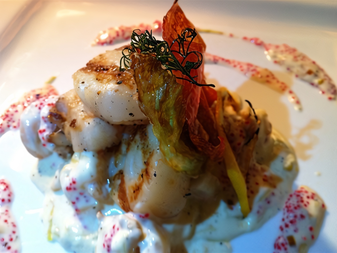 Scallops on a Bed of Tiger Shrimp