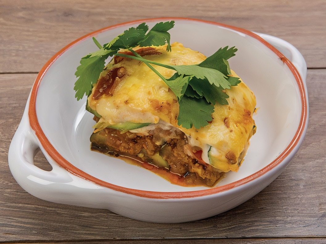Moussaka with Beef and Suluguni