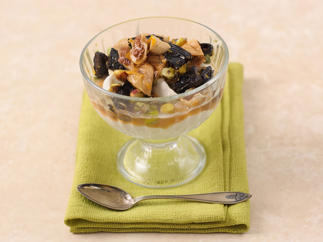 Chestnut Mousse with Fig and Pistachios