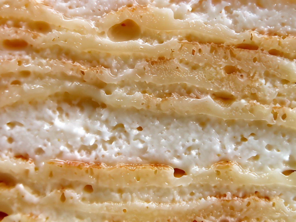 Napoleon Cake with Cheese Cream and Pears