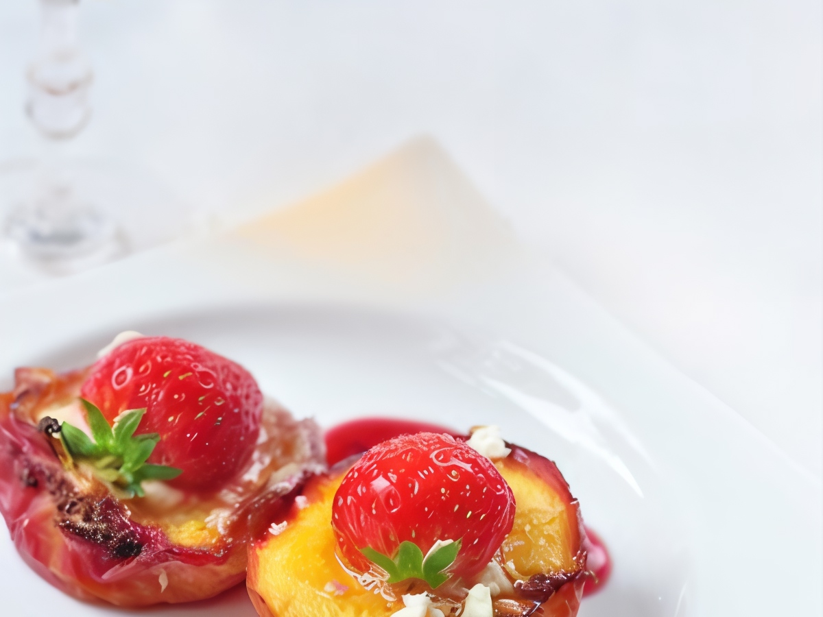 Nectarines with Cottage Cheese and Strawberries