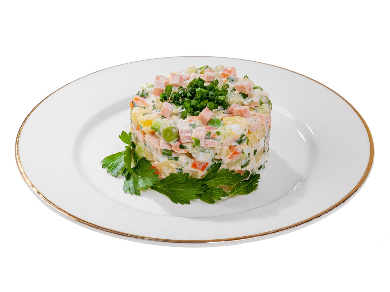 Unusual Olivier Salad with Grandos Turkey Sausage