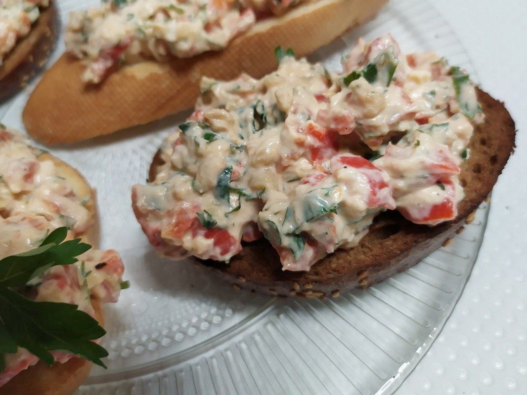 Tender Ricotta Appetizer with Roasted Peppers and Garlic