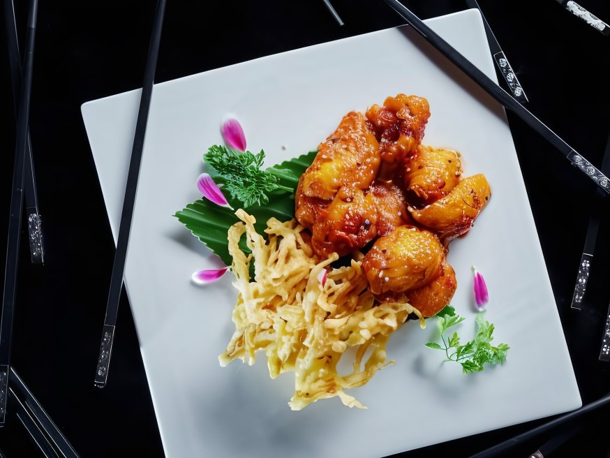 Fried Squid with Enoki Mushrooms