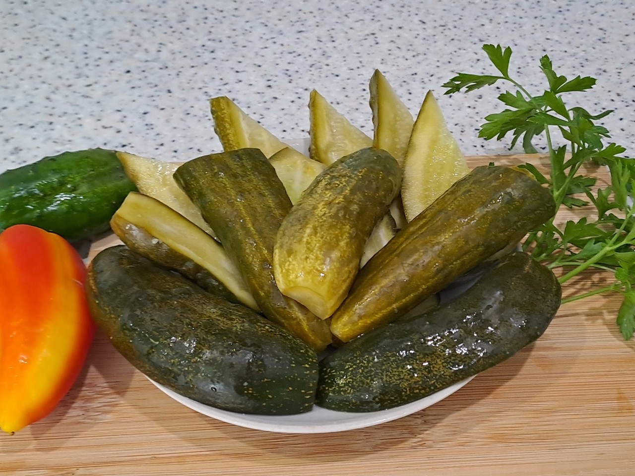 Lightly Salted Cucumbers in a Bucket