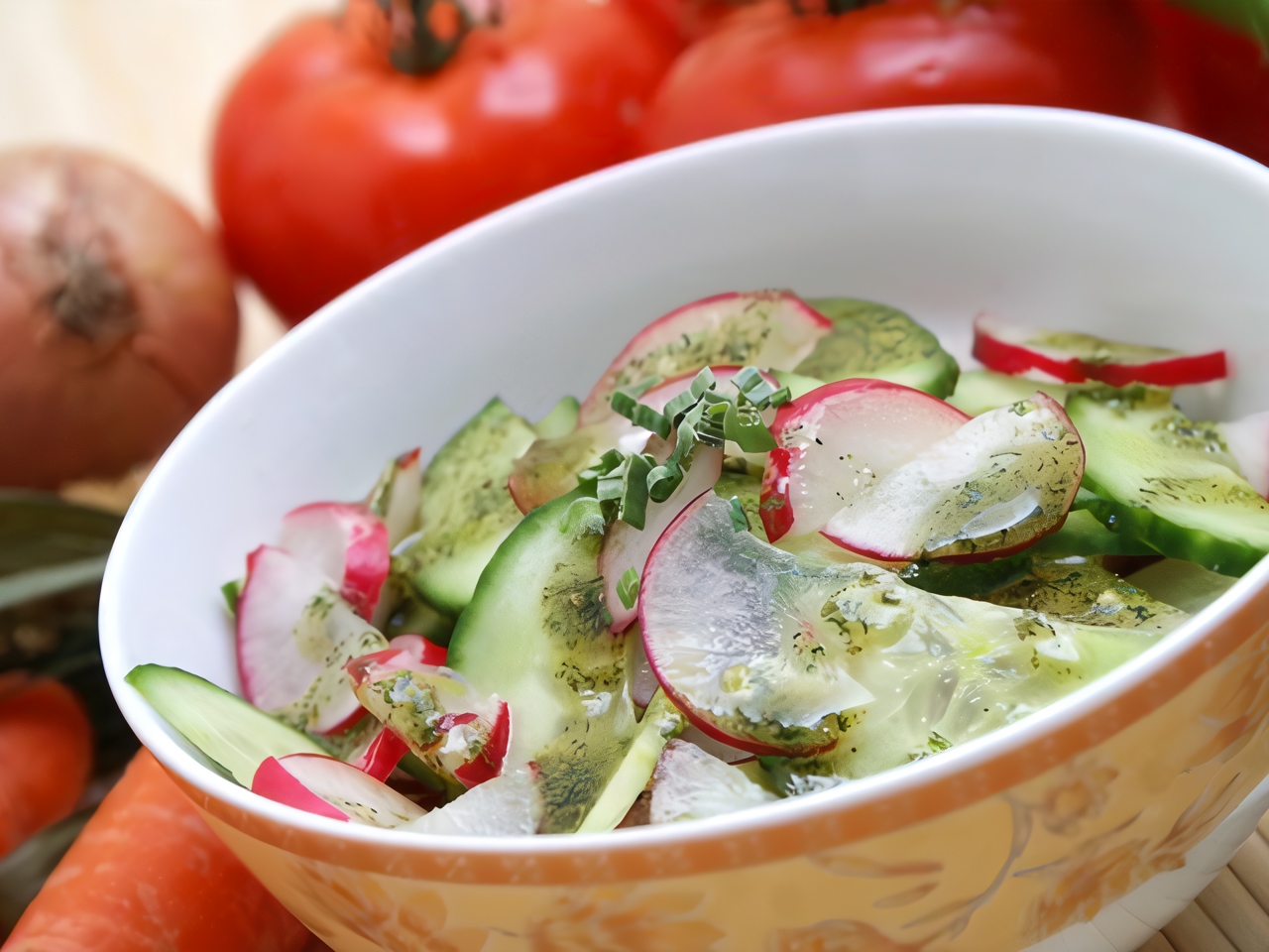 Cucumber Salad with Radishes, Mint, and Feta