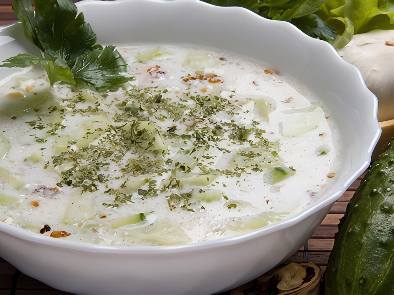 Cucumber Soup with Walnuts