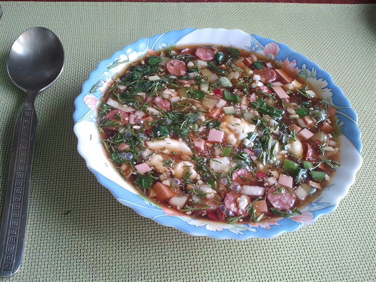 Okroshka with Bread Kvass and Hunter Sausages