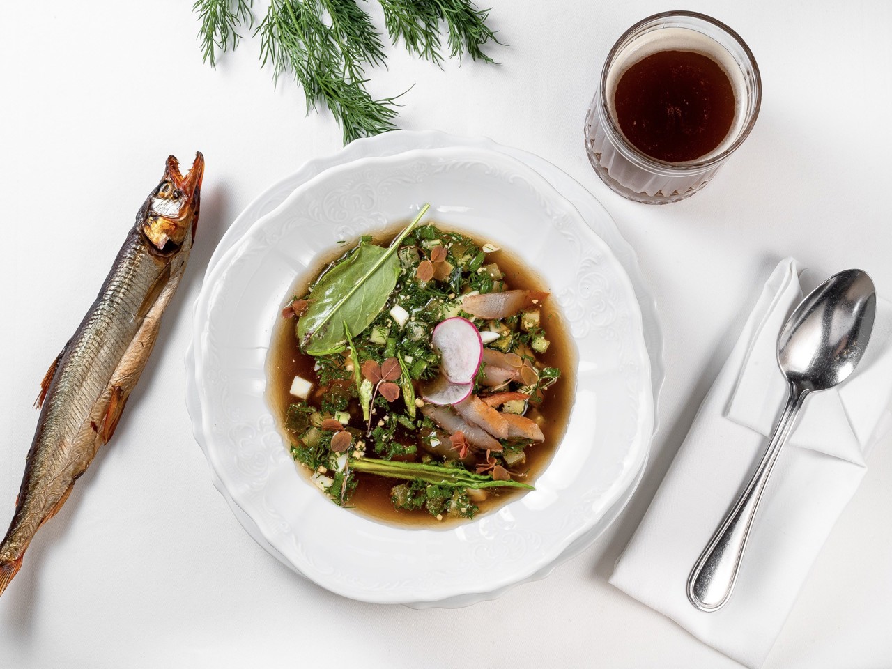 Okroshka with Smoked Fish