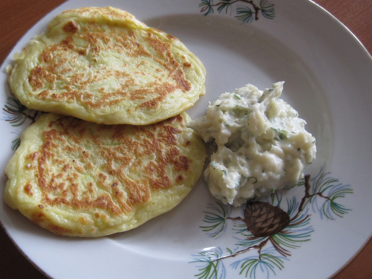 Zucchini Pancakes with Cheese Sauce