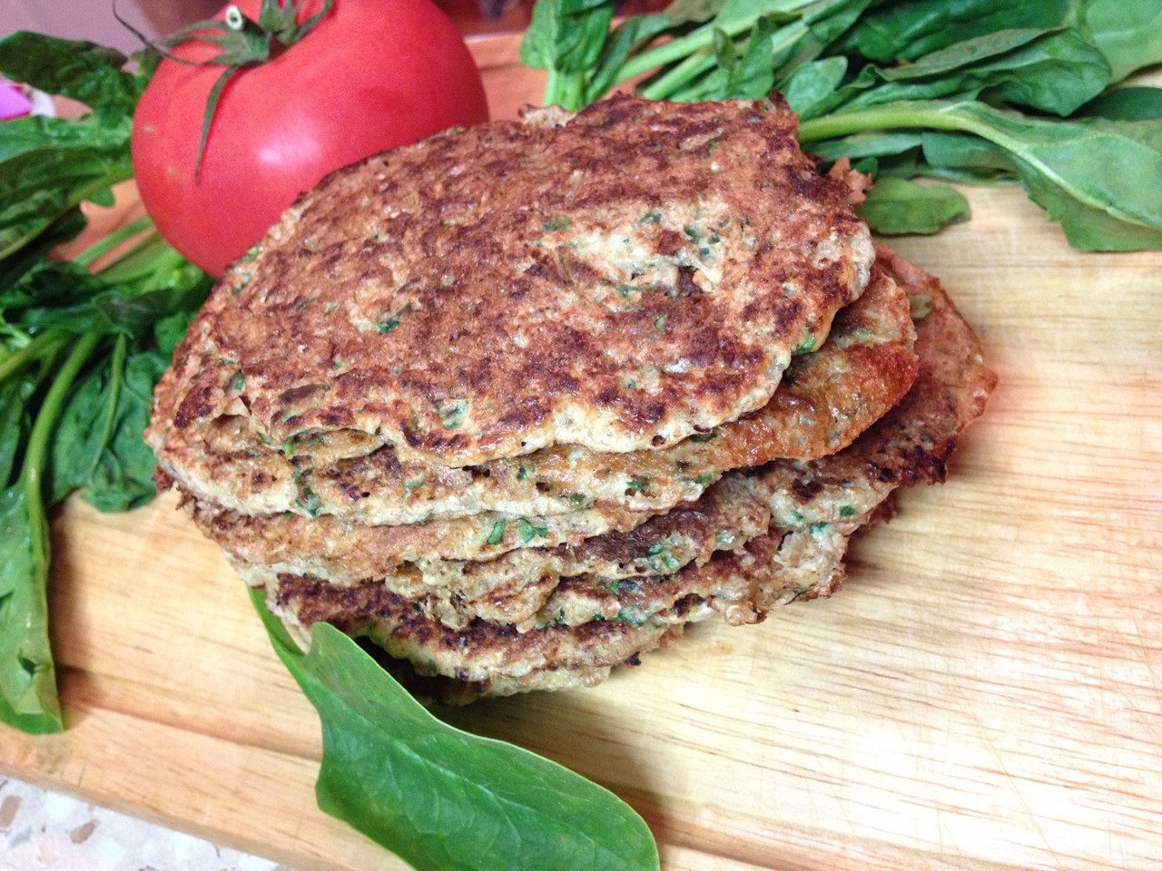 Bran Pancakes with Cottage Cheese and Spinach