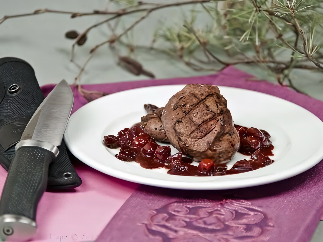 Venison with Cherry, Cinnamon, and Walnuts