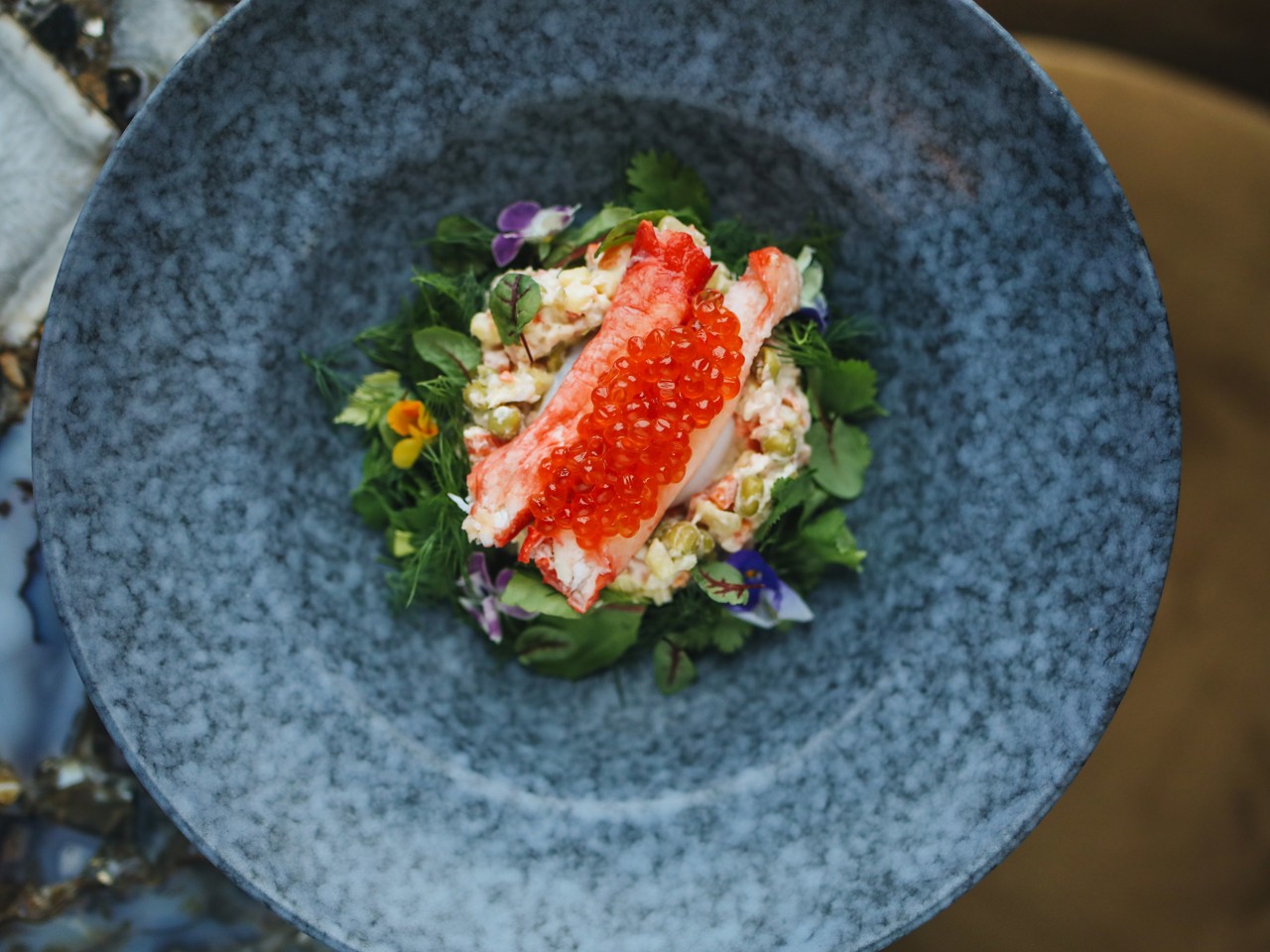 Olivier Salad with Roasted Roots, King Crab, and Salmon Caviar