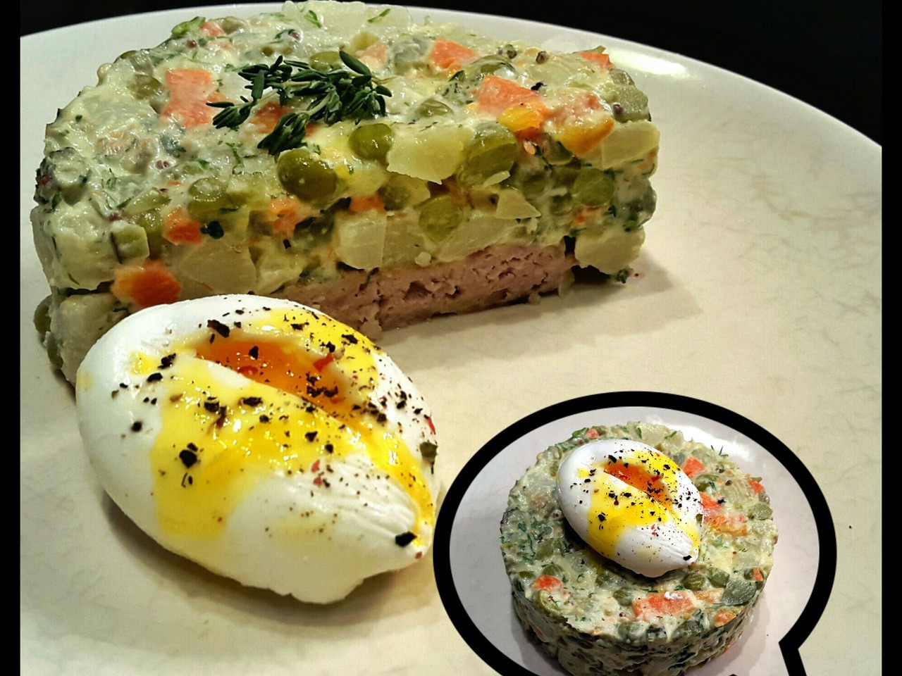 Olivier Salad on a Meat Base