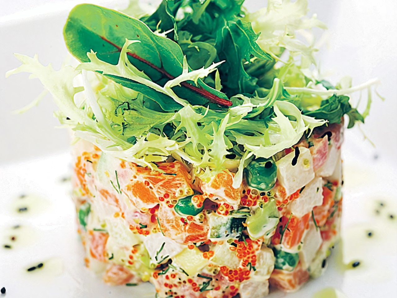 Olivier Salad with Persimmon and King Crab