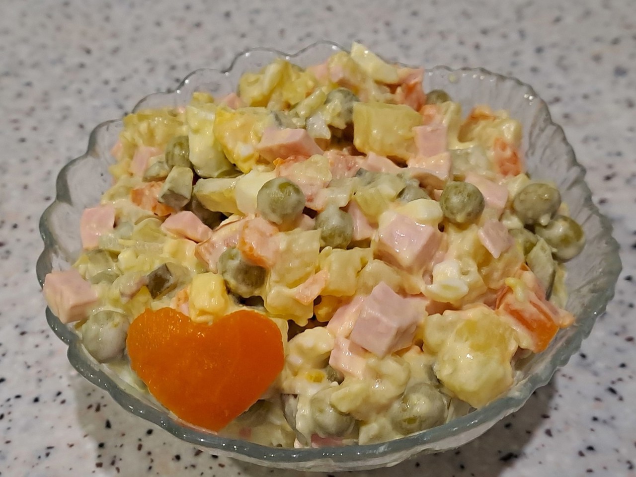 Olivier Salad with Sausage and Green Peas
