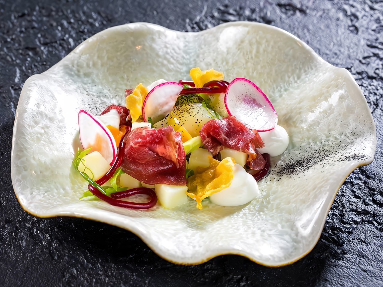 Olivier Salad with Venison