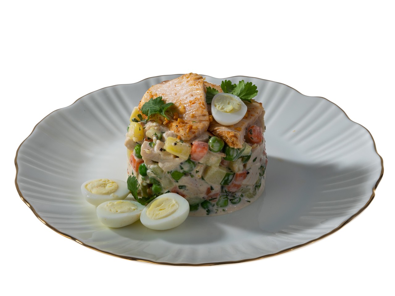 Olivier Salad with Spicy Chicken