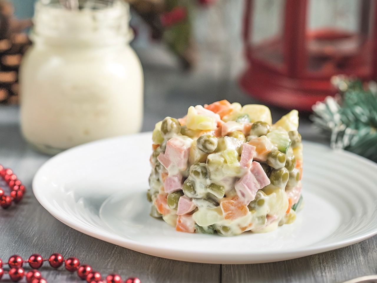 Olivier Salad with Vegan Sausages