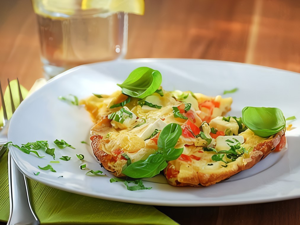 Omelet with Bacon, Parmesan, and Herbs