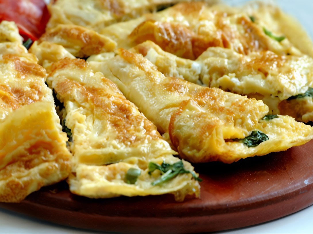 Omelet with Pumpkin, Caramelized Onions, Gorgonzola, and Sage