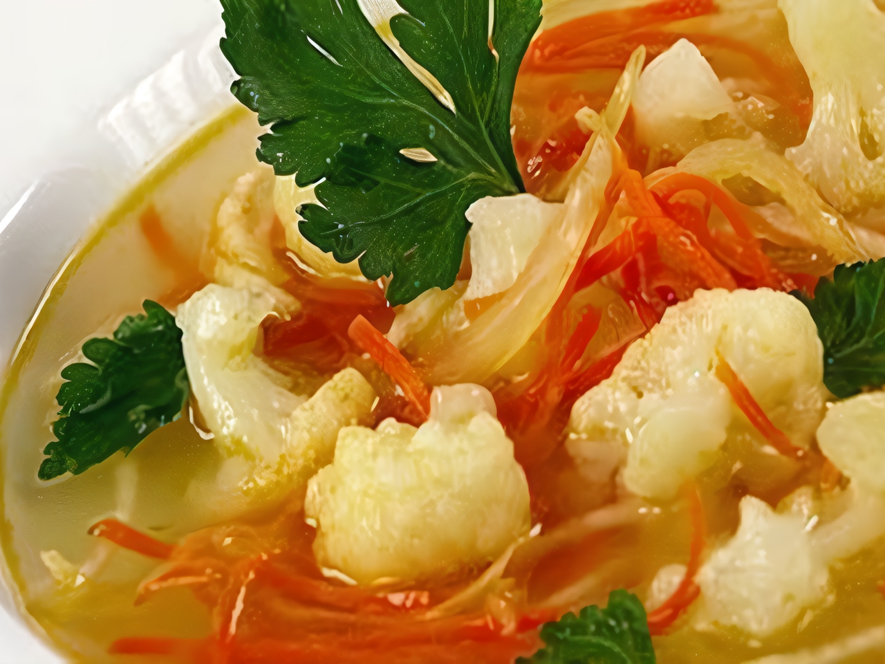 Orange Cabbage Soup with Cauliflower