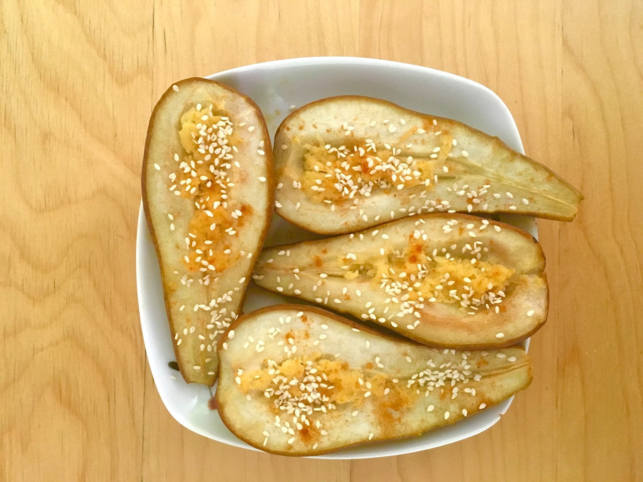 Spicy Pears with Sesame