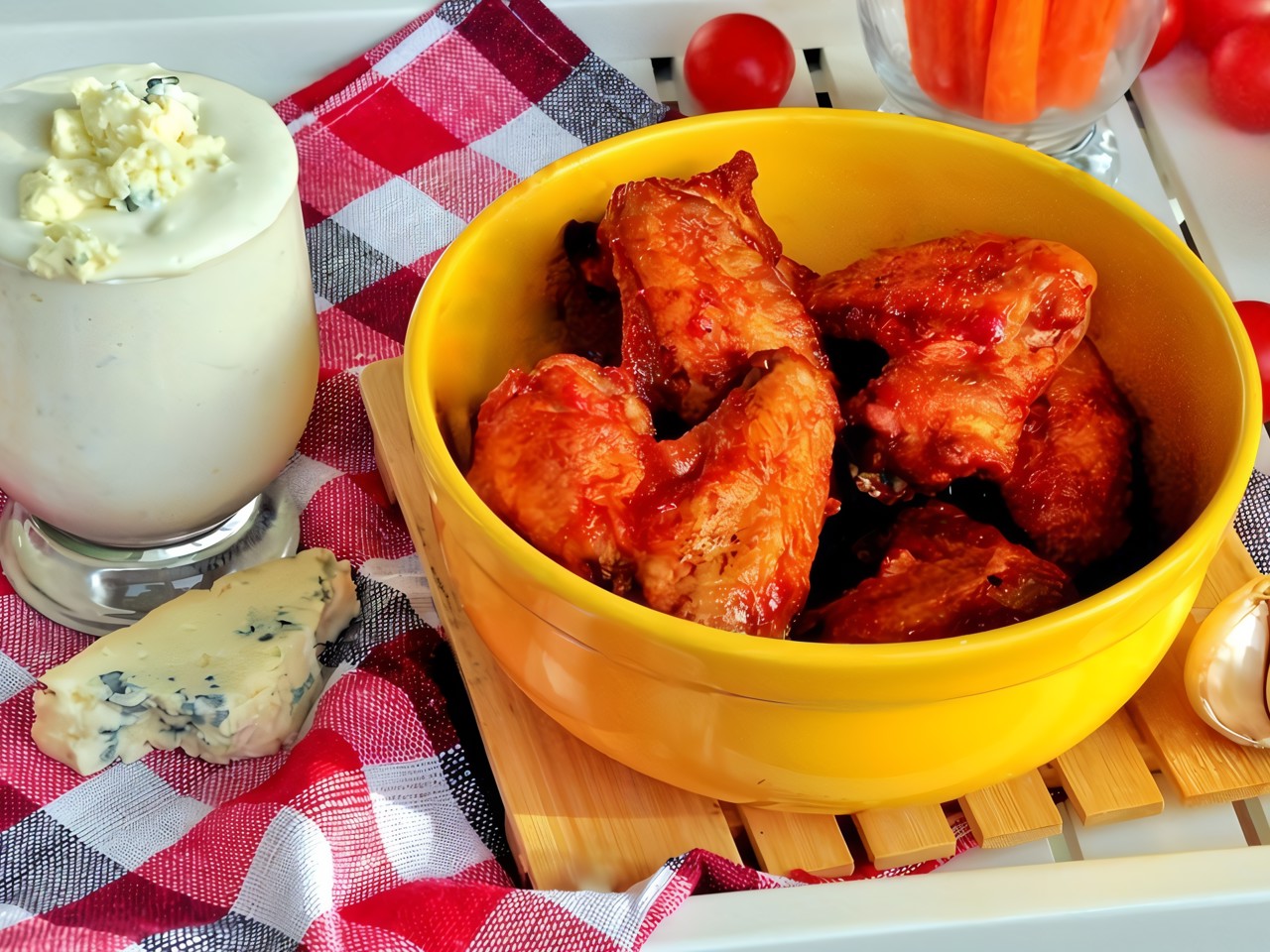 Spicy Wings with Blue Cheese Sauce