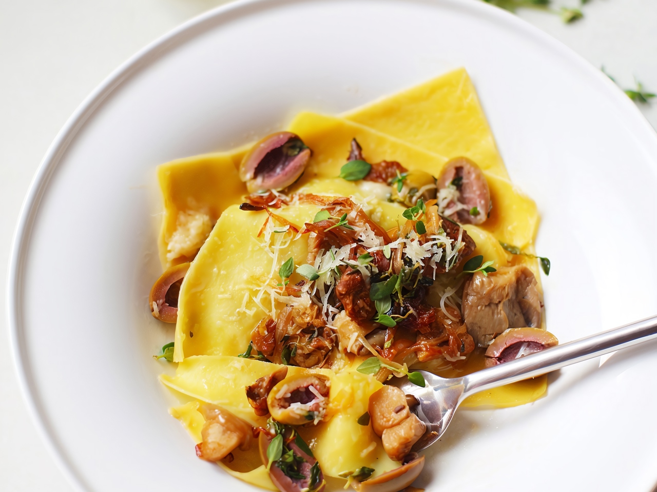 Open Lasagna with Porcini Mushrooms and Olives