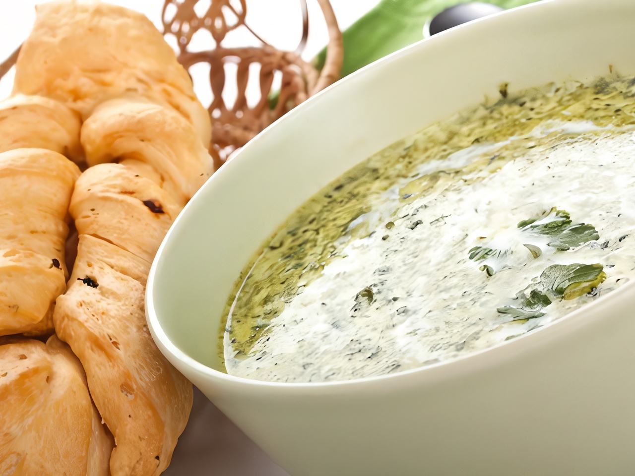Vegetable Green Soup with Cheese and Black Pepper