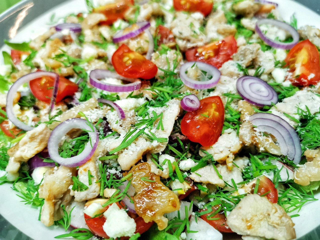 Vegetable Salad with Bacon and Parmesan