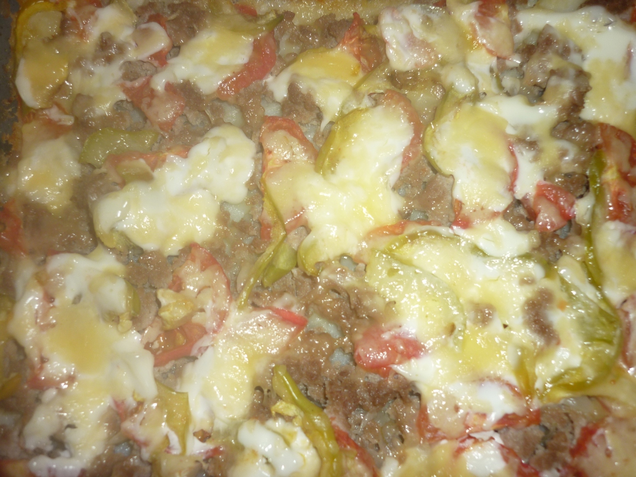 Vegetable Layered Casserole with Meat and Cheese