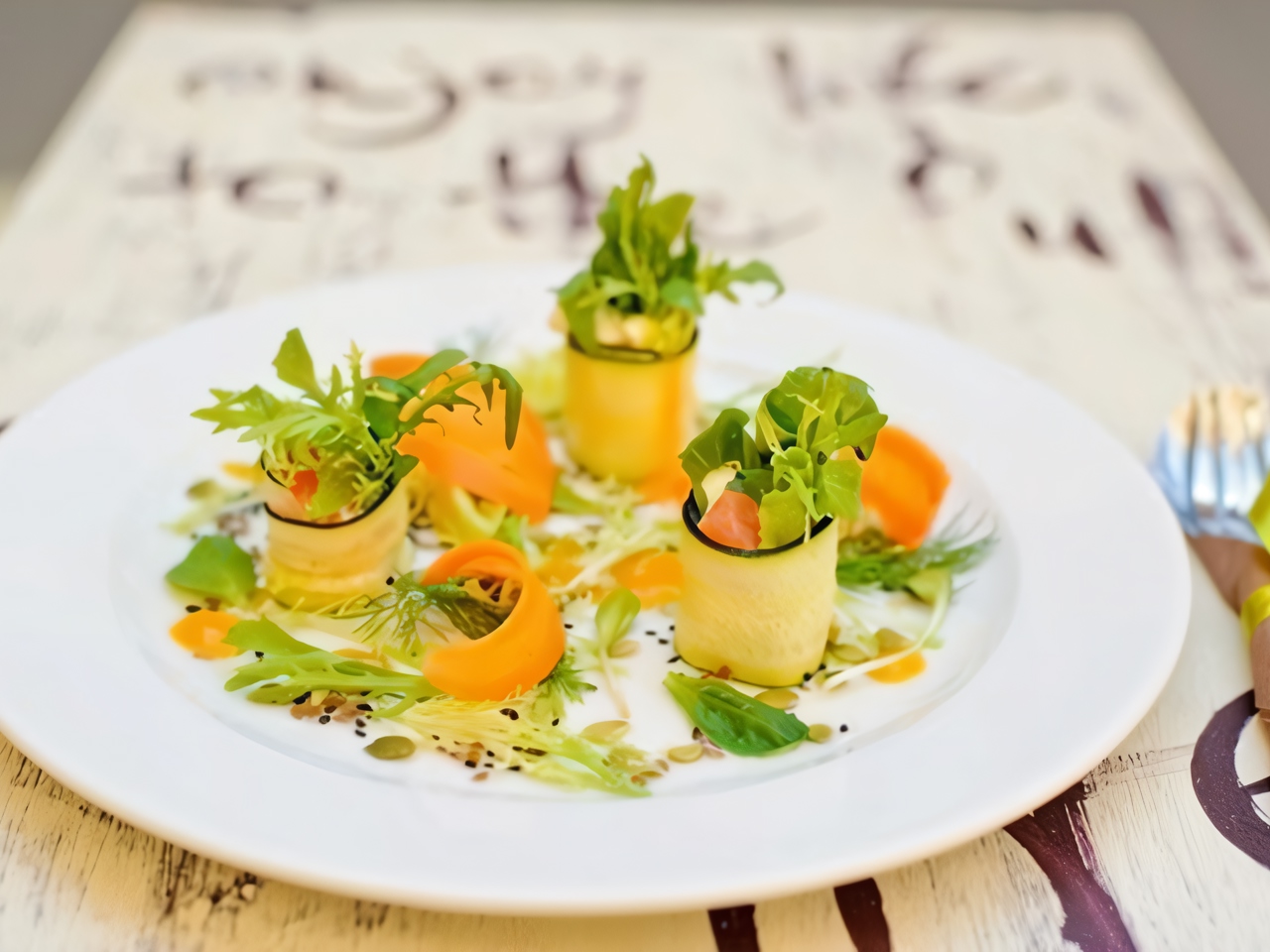 Zucchini Vegetable Rolls with Salmon and Cream Cheese