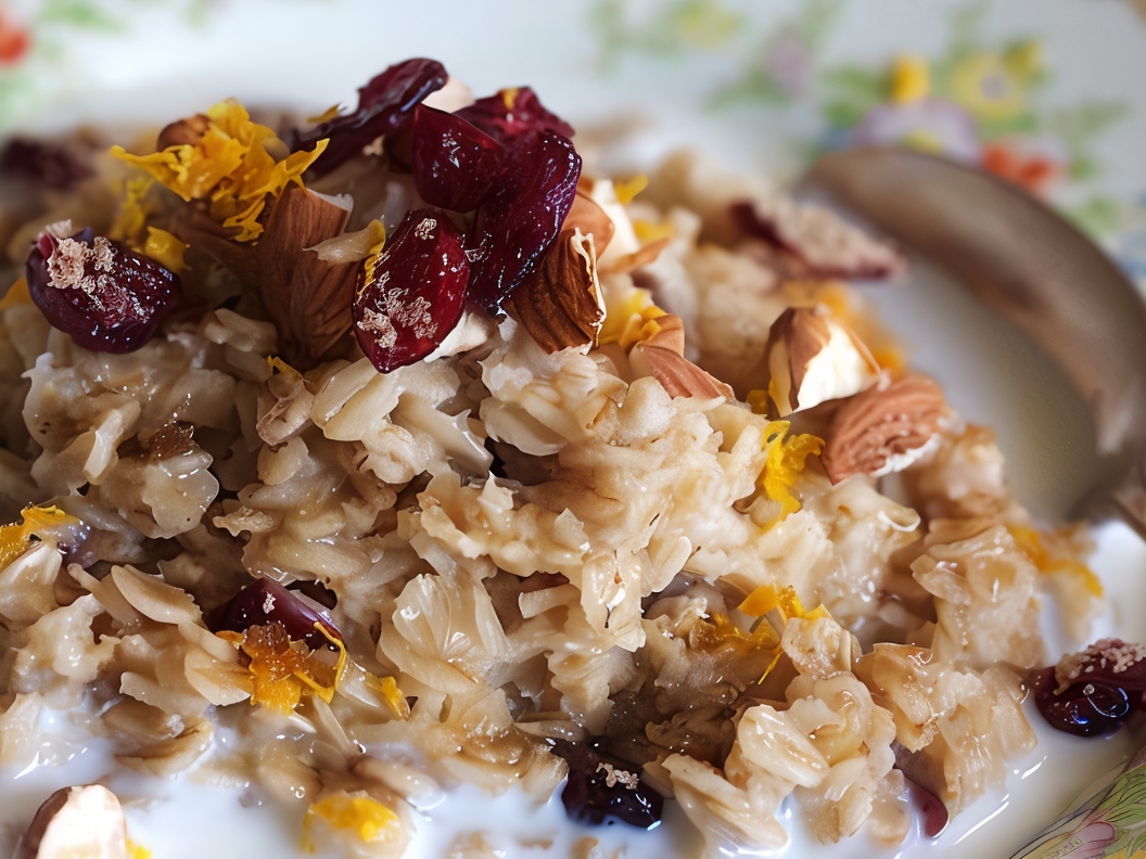 Oatmeal with Dried Cranberries and White Chocolate