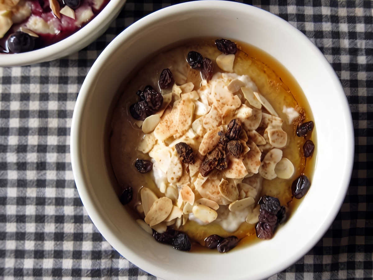 Oatmeal with Whiskey, Raisins, and Almonds