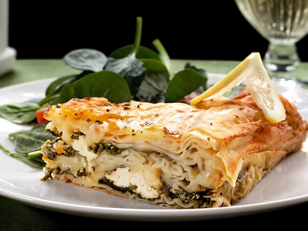 Baklava with Zucchini and Feta with Yogurt-Mint Sauce
