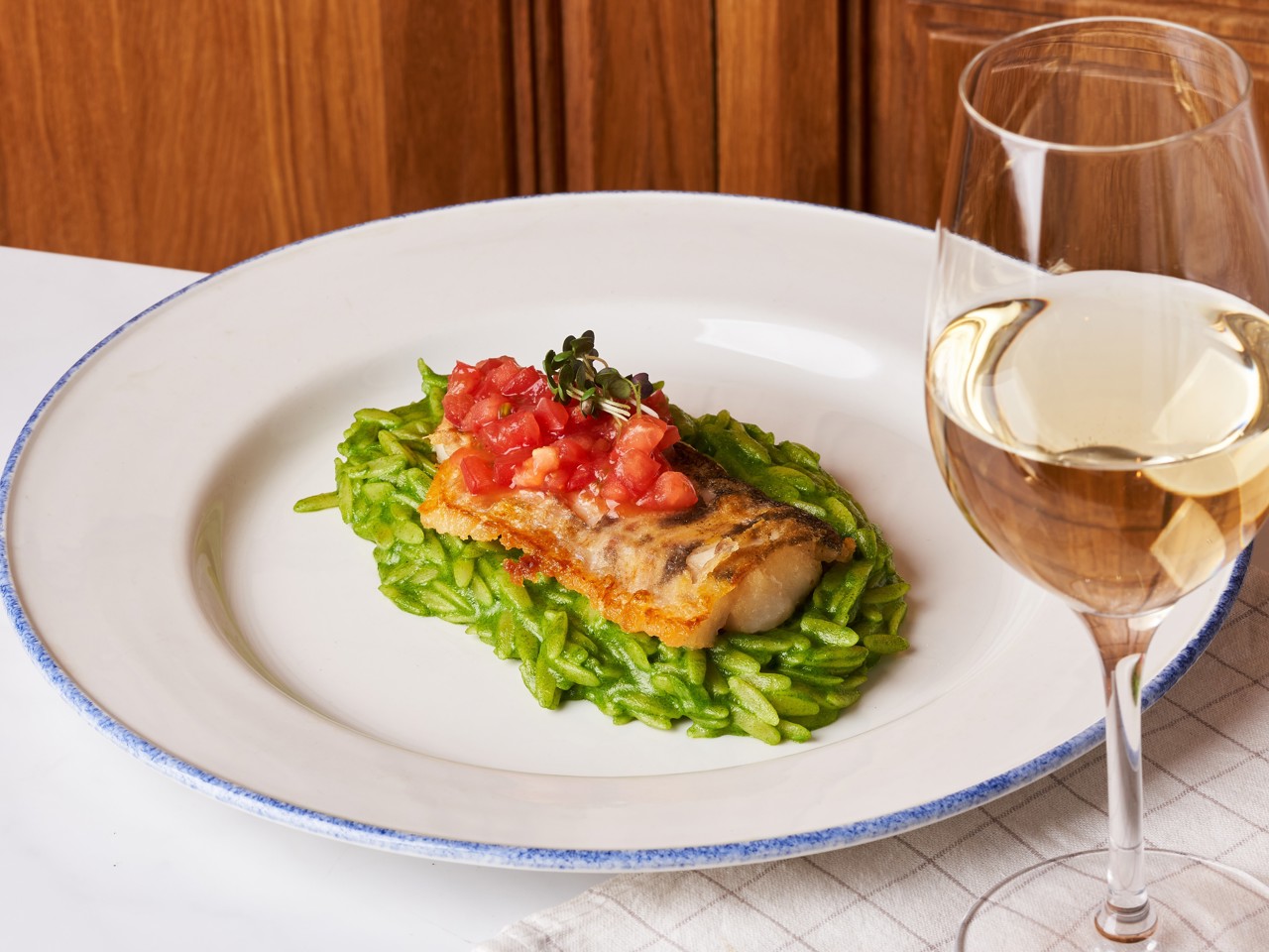 Halibut with Orzo and Tomato Salsa
