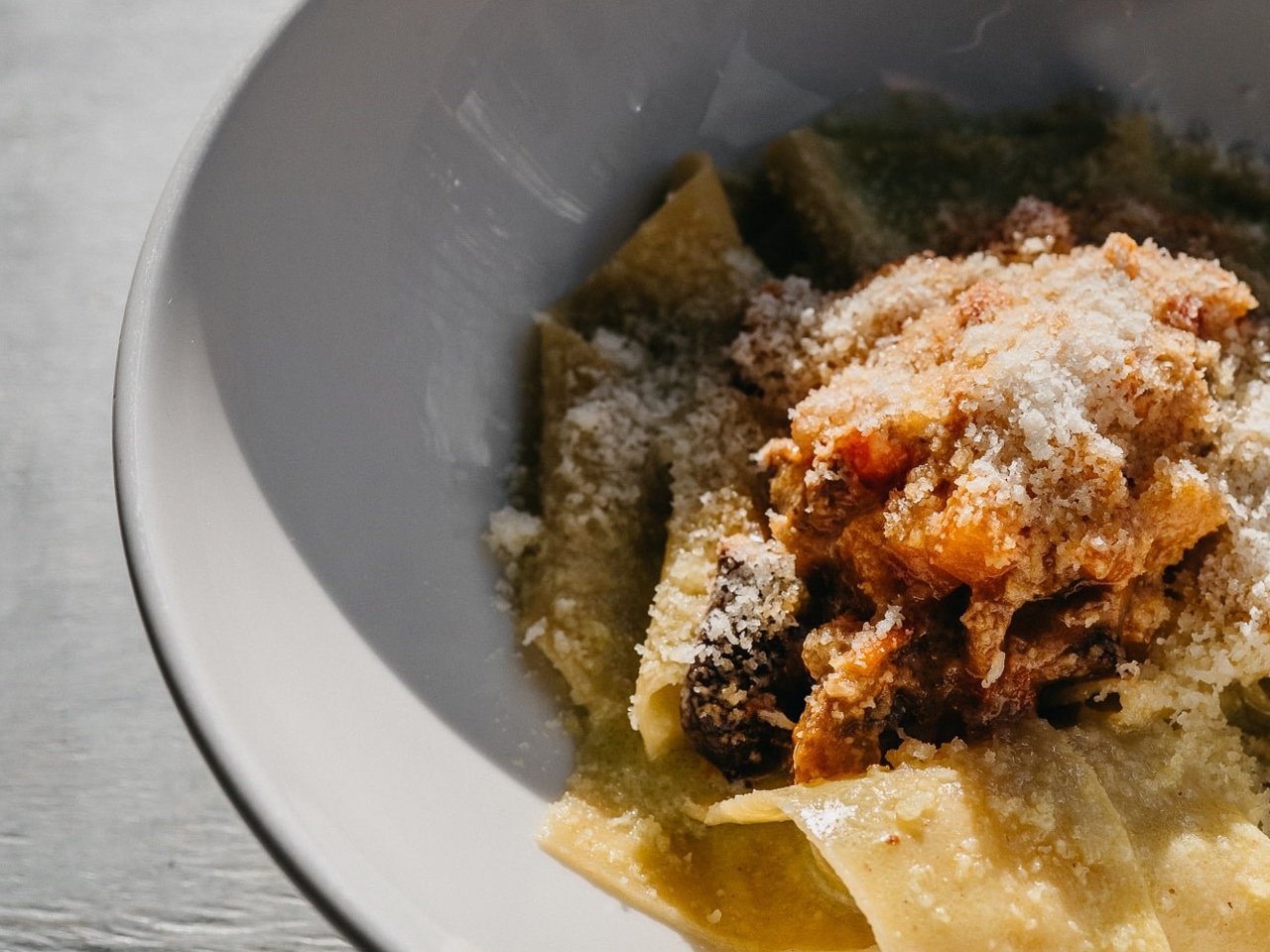 Pappardelle with Pesto Sauce and Lamb Ragu