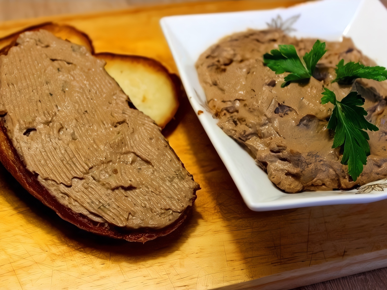 Паштет из куриной печени с вешенками