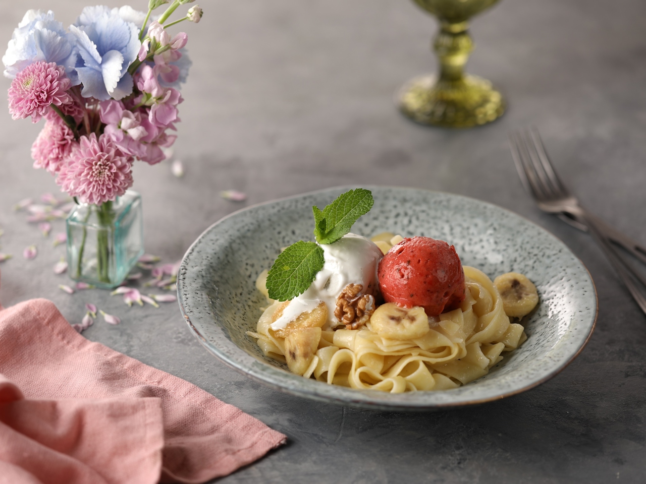 Fettuccine Pasta with Gelato