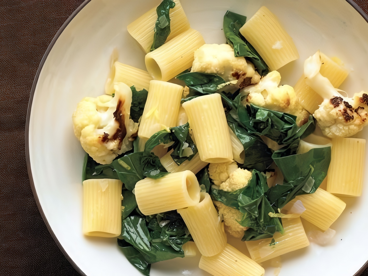 Pasta with Cauliflower and Spinach