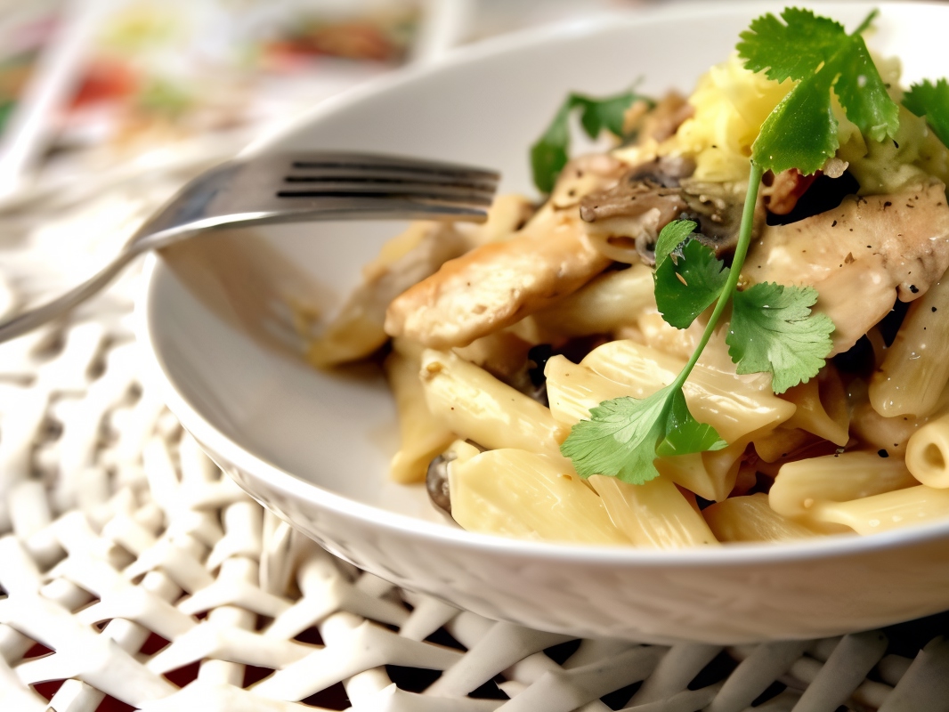 Fried Pasta with Chicken Fillet and Ginger