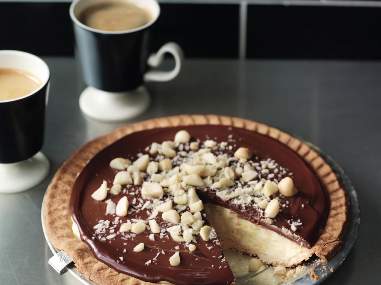 Пай с белым шоколадом и орехами макадамия