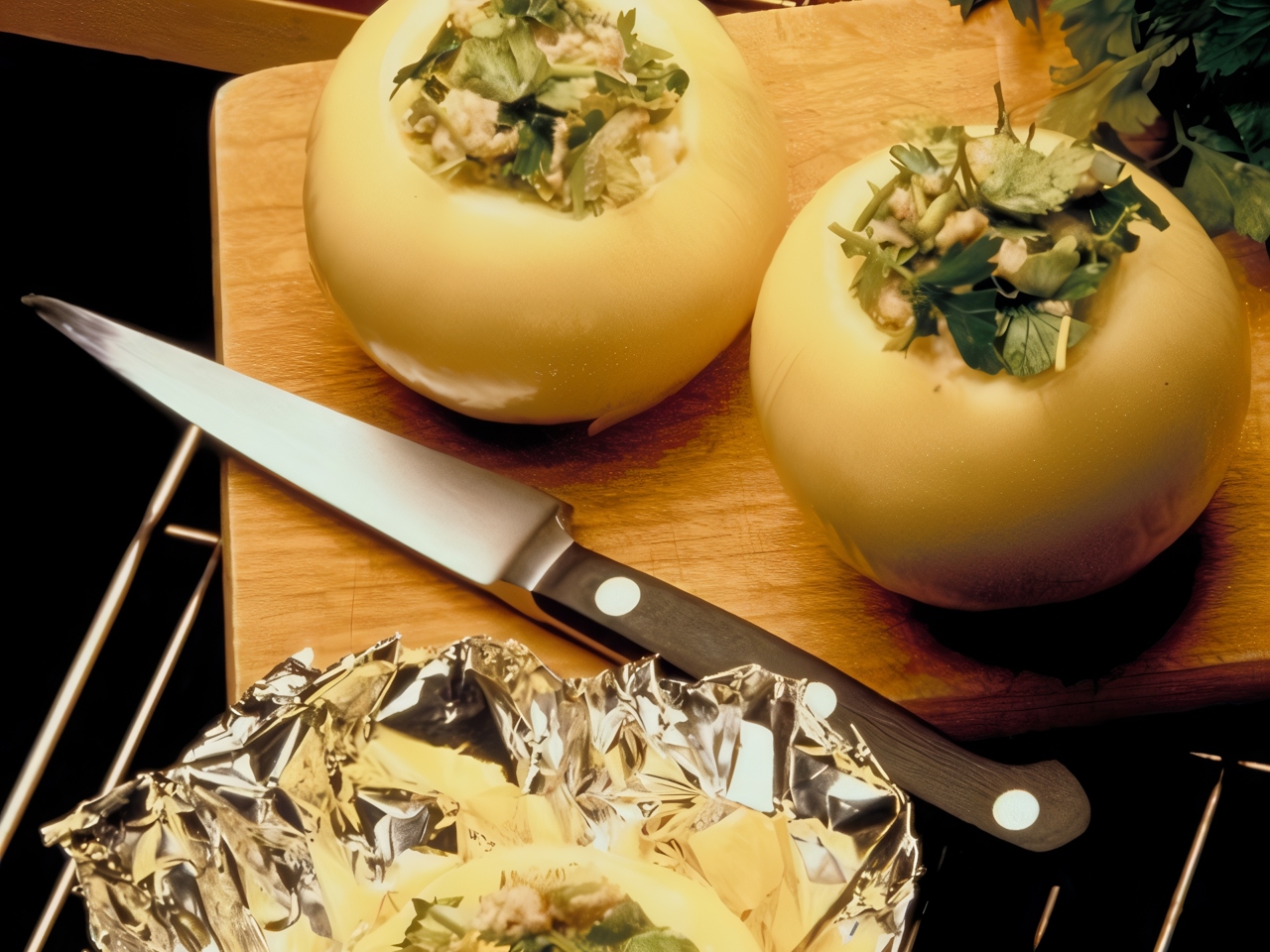 Baked Stuffed Onions with Chestnuts and Mandarin Zest
