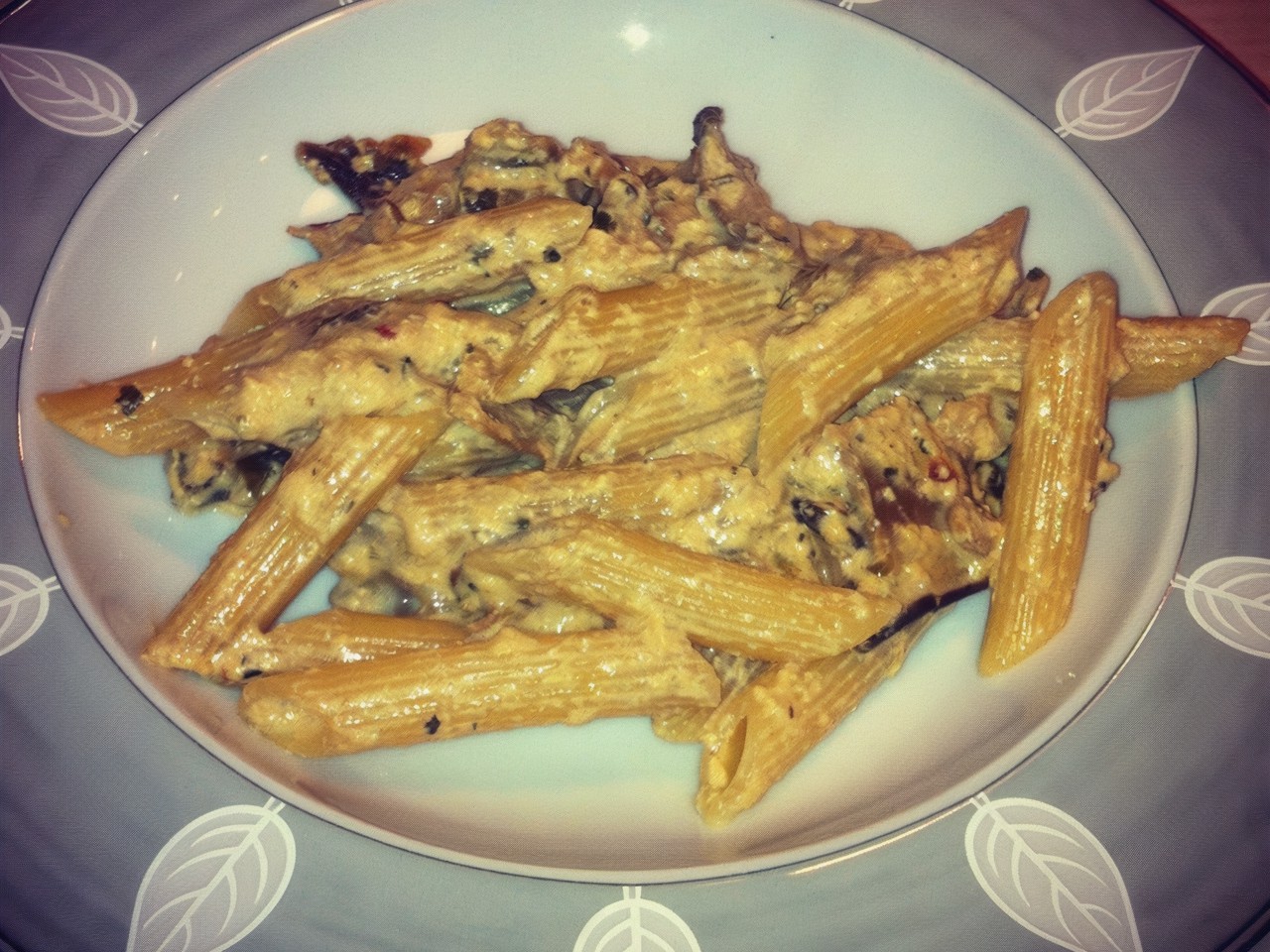 Penne Rigate with Porcini Mushrooms in Creamy Parmesan Sauce