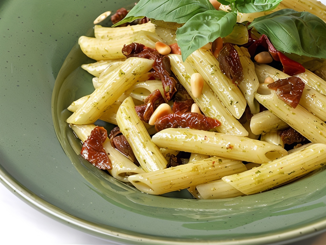 Penne Rigate with Sun-Dried Tomatoes and Pine Nuts